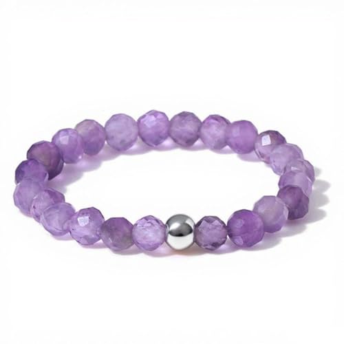THALASIENE Anti Stress Ring aus Naturstein Perlen,Elastischer Perlenring,Wasserfeste Anxiety Rings für Damen,Lila Naturstein Stressring,Fidget Ringe（Silber Perlen） von THALASIENE