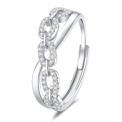 THALASIENE Golden&Silber Ringe,Verstellbarer Frauen Ring mit Schmuckbox,Ringe Gold Damen,Freundschaftsringe,Promise Ring,316 Edelstahl mit 925 Silberbeschichtung von THALASIENE