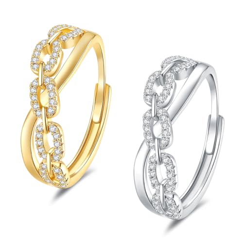 THALASIENE Golden&Silber Ringe,Verstellbarer Frauen Ring mit Schmuckbox,Silber&Golden,Freundschaftsringe,Promise Ring,316 Edelstahl mit 925 Silberbeschichtung&18K Goldbeschichtung THALASIENE Golden&Silber Ringe,Verstellbarer Frauen Ring mit Schmuckbox,Silber&Golden,Freundschaftsringe,Promise Ring,316 Edelstahl mit 925 Silberbeschichtung&18K Goldbeschichtung von THALASIENE