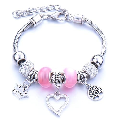 THALASIENE Verstellbares Charms Armband,Dupes Bettelarmband,Herz Armbander Charm,DIY Armbänder Silberarmband,Geschenk Für Mädchen Kinder,Princess Kronen Charm-Rosa THALASIENE Verstellbares Charms Armband,Dupes Bettelarmband,Herz Armbander Charm,DIY Armbänder Silberarmband,Geschenk Für Mädchen Kinder,Princess Kronen Charm-Rosa von THALASIENE