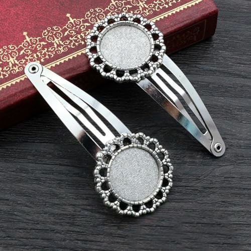 THAYLA 55 MILLIMETER 10 Stück Silber Snap Haarspangen Tablett Barrettes Tablett Haare Bobby Broschen Mit Leerer Runder Tablett Lünette Einstellung Haartabletts Stecknadeln DIY von THAYLA