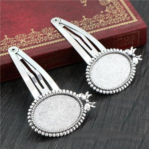 THAYLA 55 MILLIMETER 10 Stück Silber Snap Haarspangen Tablett Barrettes Tablett Haare Bobby Broschen Mit Leerer Runder Tablett Lünette Einstellung Haartabletts Stecknadeln DIY von THAYLA