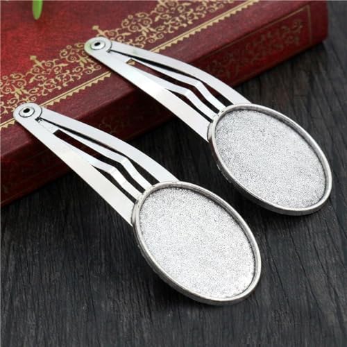 THAYLA 55 MILLIMETER 10 Stück Silber Snap Haarspangen Tablett Barrettes Tablett Haare Bobby Broschen Mit Leerer Runder Tablett Lünette Einstellung Haartabletts Stecknadeln DIY von THAYLA