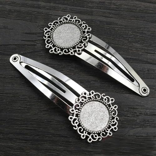 THAYLA 55 MILLIMETER 10 Stück Silber Snap Haarspangen Tablett Barrettes Tablett Haare Bobby Broschen Mit Leerer Runder Tablett Lünette Einstellung Haartabletts Stecknadeln DIY von THAYLA