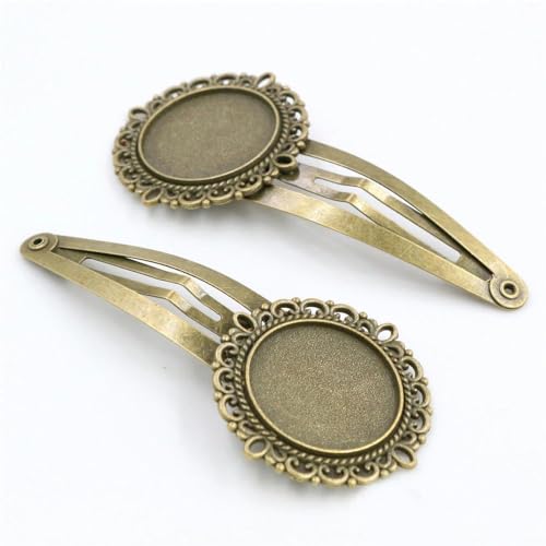 THAYLA 55 MILLIMETER 10 Stück Silber Snap Haarspangen Tablett Barrettes Tablett Haare Bobby Broschen Mit Leerer Runder Tablett Lünette Einstellung Haartabletts Stecknadeln DIY von THAYLA