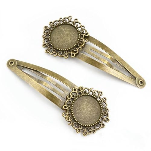 THAYLA 55 MILLIMETER 10 Stück Silber Snap Haarspangen Tablett Barrettes Tablett Haare Bobby Broschen Mit Leerer Runder Tablett Lünette Einstellung Haartabletts Stecknadeln DIY von THAYLA