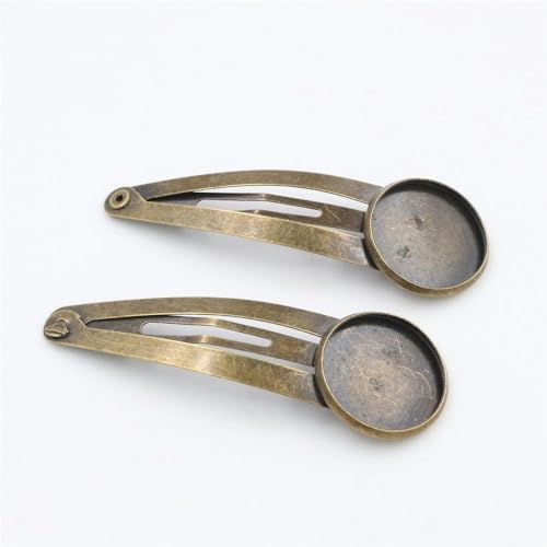 THAYLA 60 x 18 Millimeter 30 Stück Silber Snap Zangen Tabletts Haarnadeln Tablett Bobby Nadeln mit leerem Tablett rund Lünette Einstellungen für Haarschalen Stecknadeln DIY von THAYLA