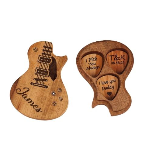 THAYLA Gitarren-Picks-Halter, Gitarrenform, stilvolle Aufbewahrungsbox für Gitarristen, Plektrum-Organizer für Gitarrenliebhaber von THAYLA