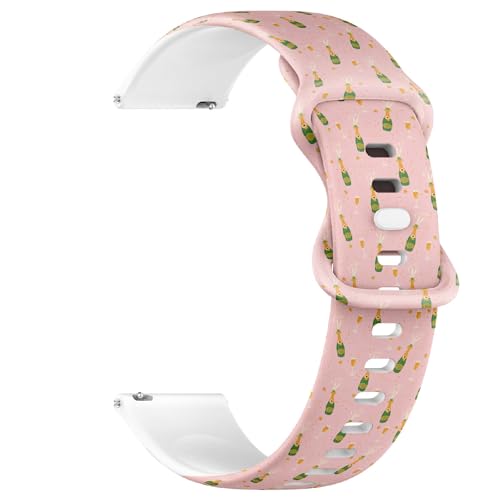 Kompatibel mit Amazfit GTS 4 / GTS 4 Mini / GTS 3 / GTS 2 / GTS 2e / GTS 2 mini / GTS, 20 mm Ersatz-Sportuhrband (Champagnerflaschen Gläser 3) Silikon-Armband, Silikon, Kein Edelstein von THAZEE