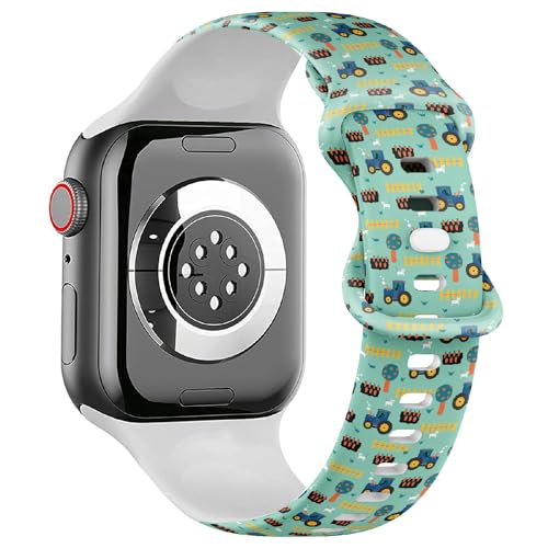 Kompatibel mit Apple Watch 38/40/41 mm Sport-Uhrenarmband (Traktoren Kinder Traktor) Silikon weiches Armband für iWatch alle Serien von THAZEE