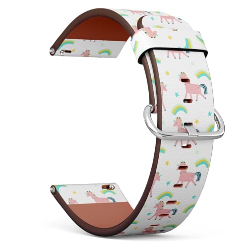 Kompatibel mit Garmin Forerunner 255/255 Music, 265, 745, Venu 2, Venu 3, Vivoactive 4, 22 mm Ersatz-Lederarmband (Fashion Kids Print Magic Unicorn) Smartwatch-Armband von THAZEE