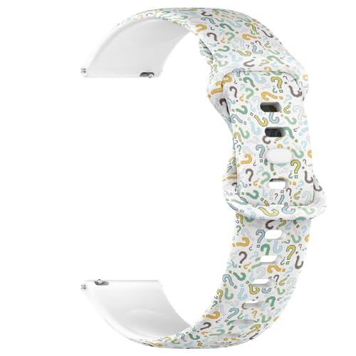 THAZEE 20 mm Schnellverschluss-Armband aus weichem Silikon für Sportuhren, Quizfragezeichen, Ersatz-Gummiband für Damen und Herren, Silikon, Kein Edelstein von THAZEE