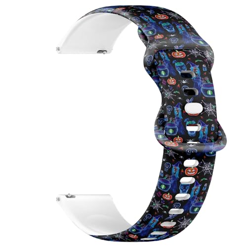 THAZEE 20 mm Schnellverschluss-Armband aus weichem Silikon für Sportuhren (Halloween-Party), Ersatz-Gummiband für Damen und Herren, Silikon, Kein Edelstein von THAZEE