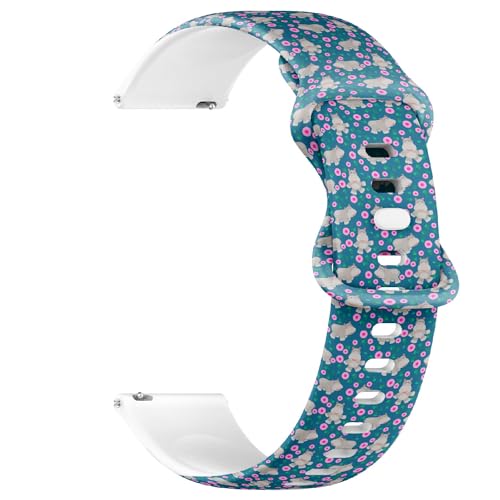 THAZEE 20 mm Schnellverschluss-Armband aus weichem Silikon für Sportuhren (Hippos Cartoon) Ersatz-Gummiband für Damen und Herren, Silikon, Kein Edelstein von THAZEE