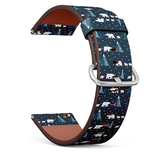 THAZEE 20 mm Schnellverschluss-Ersatz-Lederarmband (Eisbär Kinder Winterlandschaft) Smartwatch-Armband für Damen und Herren, Kunstleder, Kein Edelstein von THAZEE