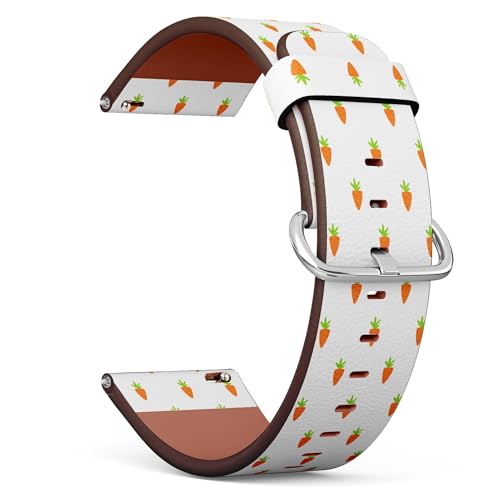 THAZEE 20 mm Schnellverschluss-Ersatz-Lederarmband (Karotten-Illustrat), Smartwatch-Armband für Damen und Herren, Kunstleder, Kein Edelstein von THAZEE