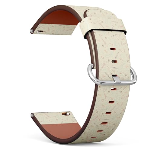 THAZEE 20 mm Schnellverschluss-Ersatz-Lederarmband (Steppnähen), Smartwatch-Armband für Damen und Herren, Kunstleder, Kein Edelstein von THAZEE