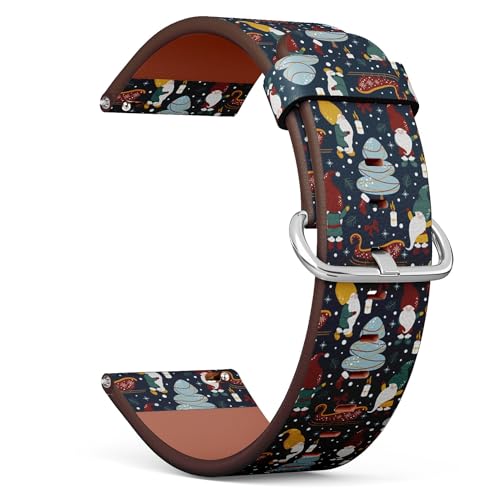 THAZEE 20 mm Schnellverschluss-Ersatzarmband aus Leder (Gnomes Christmas Night) Smartwatch-Armband für Damen und Herren, Kunstleder, Kein Edelstein von THAZEE