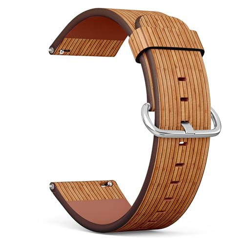 THAZEE 20 mm Schnellverschluss-Ersatzarmband aus Leder (Holz aus Natur), Smartwatch-Armband für Damen und Herren, Kunstleder, Kein Edelstein von THAZEE