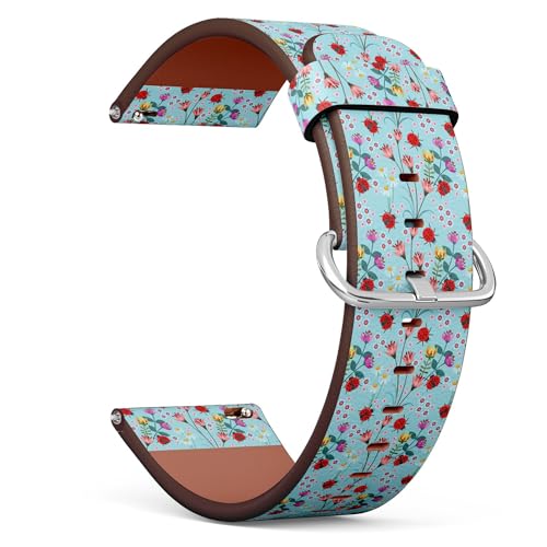 THAZEE 20 mm Schnellverschluss-Ersatzarmband aus Leder (Lady Bug Flower) Smartwatch-Armband für Damen und Herren, Kunstleder, Kein Edelstein von THAZEE