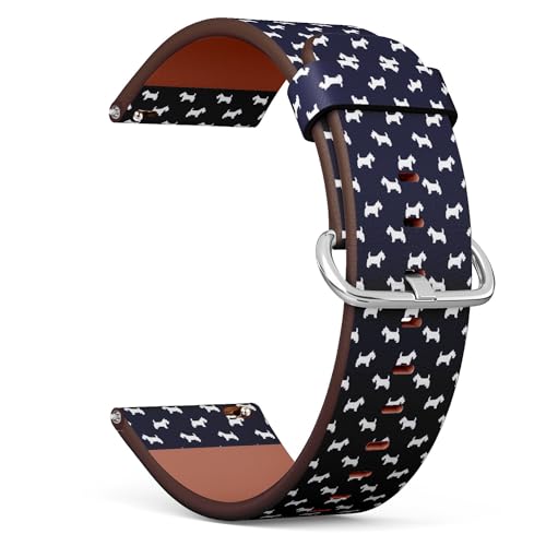 THAZEE 20 mm Schnellverschluss-Ersatzarmband aus Leder (Scottish Terrier Hunderasse), Smartwatch-Armband für Damen und Herren, Kunstleder, Kein Edelstein von THAZEE