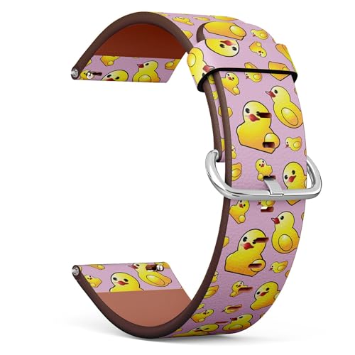 THAZEE 20 mm Schnellverschluss-Ersatzarmband aus Leder (gelbes Enten-Design, Smartwatch-Armband für Damen und Herren, Kunstleder, Kein Edelstein von THAZEE