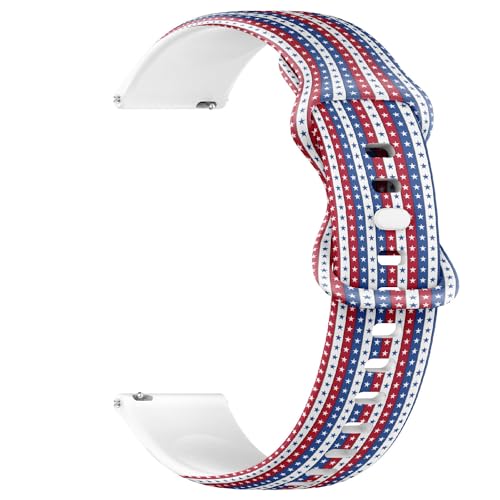 THAZEE 22 mm Schnellverschluss-Sportuhrband aus weichem Silikon (4. Juli Unabhängigkeitstag), Ersatz-Gummiband für Damen und Herren von THAZEE