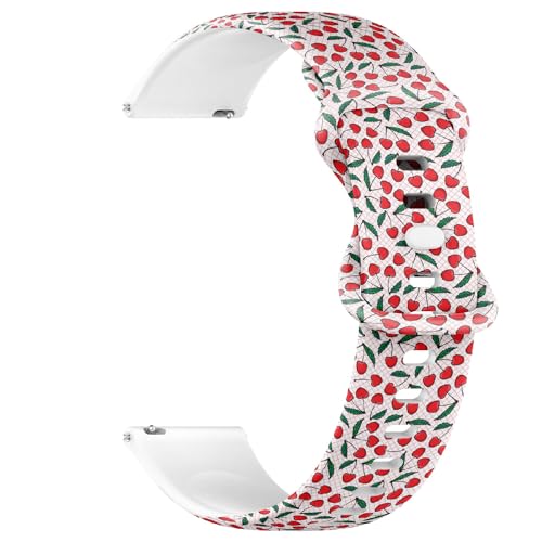 THAZEE 22 mm Schnellverschluss-Sportuhrband aus weichem Silikon (Cherry Berry Fashion), Ersatz-Gummiband für Damen und Herren von THAZEE