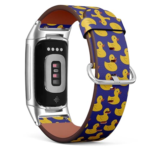 THAZEE Kompatibel mit Fitbit Charge 5 / Fitbit Charge 6 Ersatz-Lederarmband (Kunststoff Duck Fashion) Smartwatch-Armband für Damen und Herren, Veganes Leder, Kein Edelstein von THAZEE