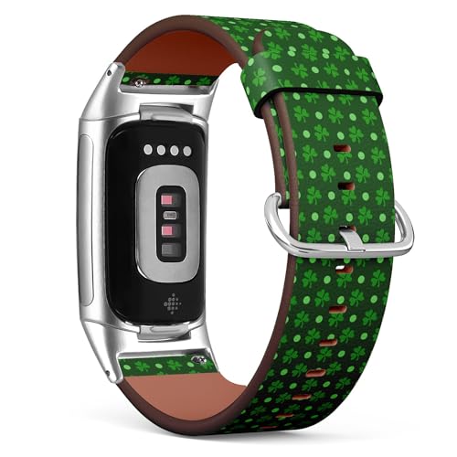 THAZEE Kompatibel mit Fitbit Charge 5 / Fitbit Charge 6 Ersatz-Lederarmband (Saint Patrick Day) Smartwatch-Armband für Damen und Herren, Veganes Leder, Kein Edelstein von THAZEE