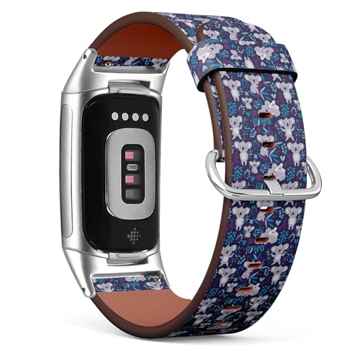 THAZEE Kompatibel mit Fitbit Charge 5 / Fitbit Charge 6 Ersatz-Lederarmband (niedlicher Koala 2), Smartwatch-Armband für Damen und Herren, Veganes Leder, Kein Edelstein von THAZEE