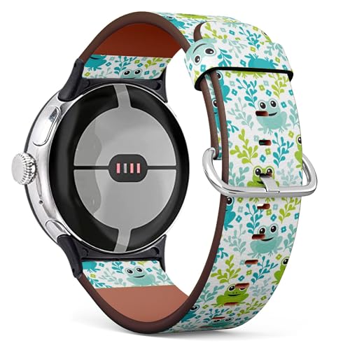 THAZEE Kompatibel mit Google Pixel Watch 2 (2023) / Pixel Watch (2022) Leder-Uhrenarmband (Adorable Kids Frog Woodland), Ersatz-Smartwatch-Armband von THAZEE