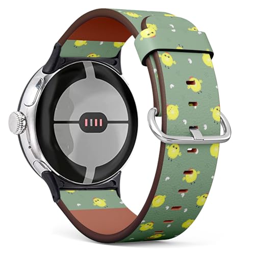 THAZEE Kompatibel mit Google Pixel Watch 2 (2023) / Pixel Watch (2022) Leder-Uhrenarmband (Fun Children Chicken Happy), Ersatz-Smartwatch-Armband von THAZEE