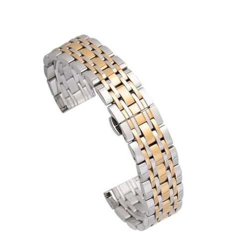 THBGTCNQ Edelstahl-Uhrenarmband, universelles Ersatzarmband for Herren und Damen, Schnellverschluss(Silver Gold,16mm) von THBGTCNQ