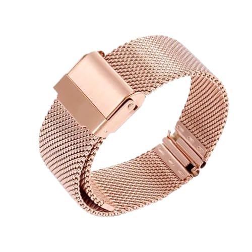 THBGTCNQ Mesh-Edelstahlband 18 mm 20 mm 22 mm Unisex-Armband Metall-Schnellverschlussband Universeller Ersatzring(Rose Gold,21mm) von THBGTCNQ