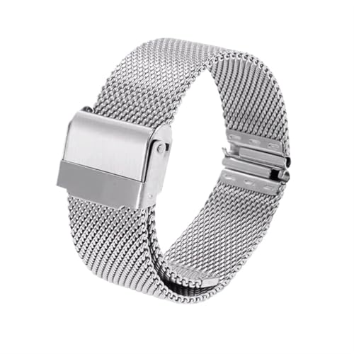 THBGTCNQ Mesh-Uhrenarmband aus Edelstahl 12 mm 14 mm 16 mm 18 mm 20 mm 22 mm Armband Metall Schnellverschluss 17 mm 19 mm 21 mm 24 mm Band Universal Loop-Armband(Silver,14mm) von THBGTCNQ
