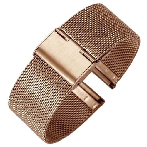 THBGTCNQ Metallgewebtes Armband Mesh-Uhrenarmband Herren Damen Universal-Armband 18 mm 20 mm Geeignet for traditionelle Uhren Smartwatches(Rose gold,16mm) von THBGTCNQ