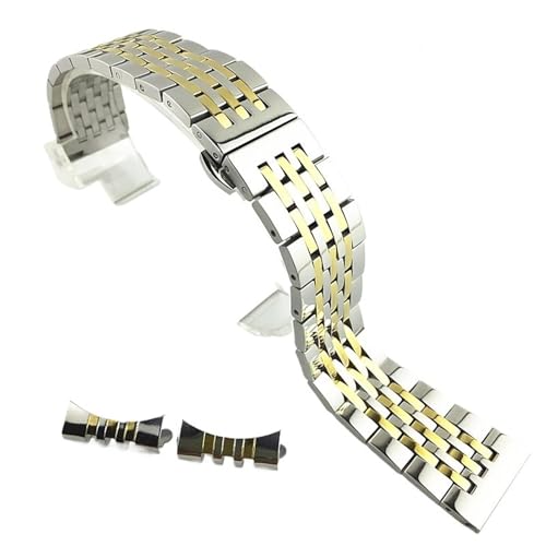 THBGTCNQ Uhrenarmband aus Edelstahl, 12–22 mm, mit Arc-Schnittstelle, geeignet for Männer und Frauen(Silver Gold,18mm) von THBGTCNQ