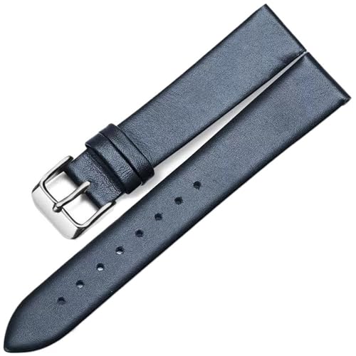 THBGTCNQ Uhrenarmband aus Leder mit Edelstahlschnalle, bequem, langlebig, Universalband(Blue,15mm) von THBGTCNQ