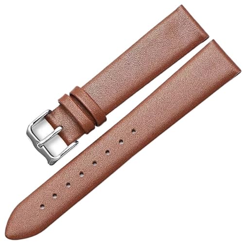 THBGTCNQ Uhrenarmband aus Leder mit Edelstahlschnalle, bequem, langlebig, Universalband(Brown,10mm) von THBGTCNQ