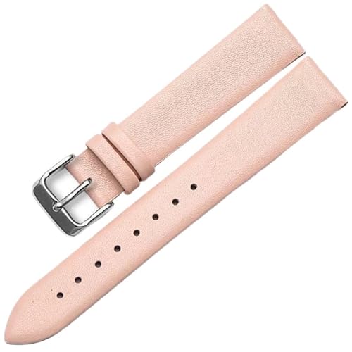 THBGTCNQ Uhrenarmband aus Leder mit Edelstahlschnalle, bequem, langlebig, Universalband(Pink,15mm) von THBGTCNQ