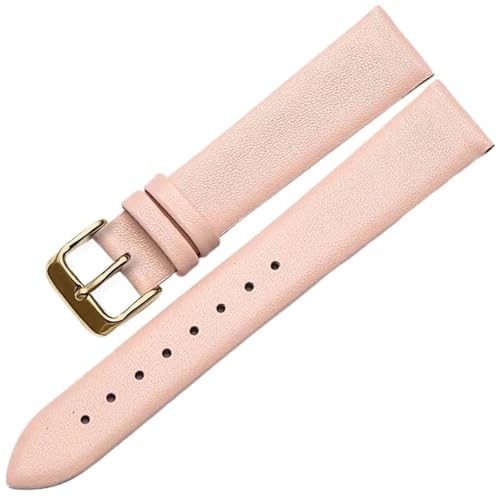 THBGTCNQ Uhrenarmband aus Leder mit Edelstahlschnalle, bequem, langlebig, Universalband(Pink,19mm) von THBGTCNQ