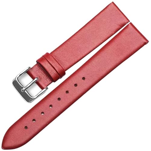 THBGTCNQ Uhrenarmband aus Leder mit Edelstahlschnalle, bequem, langlebig, Universalband(Red,10mm) von THBGTCNQ