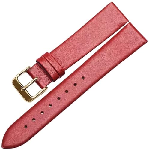 THBGTCNQ Uhrenarmband aus Leder mit Edelstahlschnalle, bequem, langlebig, Universalband(Red,19mm) von THBGTCNQ