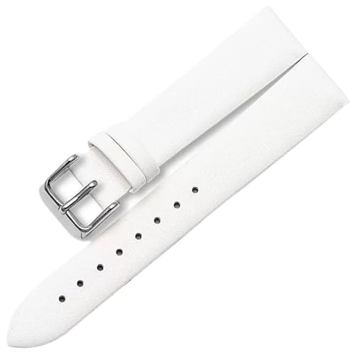 THBGTCNQ Uhrenarmband aus Leder mit Edelstahlschnalle, bequem, langlebig, Universalband(White,14mm) von THBGTCNQ
