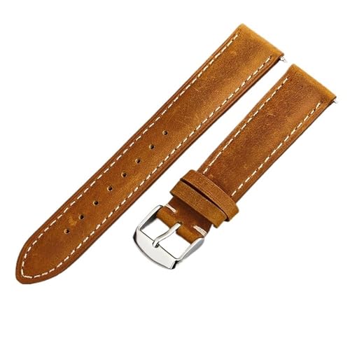 THBGTCNQ Uhrenarmband aus Leder mit Edelstahlschnalle und Schnellverschluss, Universalband(Light brown,18mm) von THBGTCNQ
