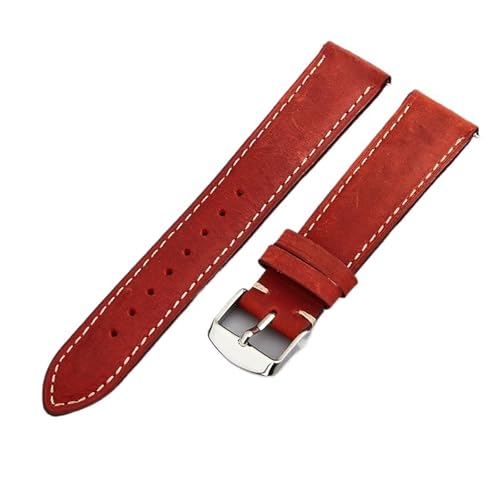 THBGTCNQ Uhrenarmband aus Leder mit Edelstahlschnalle und Schnellverschluss, Universalband(Red,14mm) von THBGTCNQ