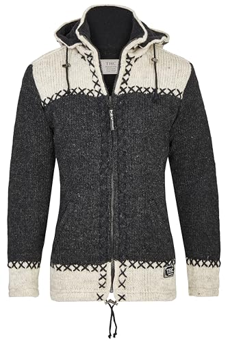Schafwollstrickjacke anthrazit weiß 511 | Schafwolle | Strickjacke | Schafwoll-Jacke | Woll-Jacke | Schafwolljacke | Außenjacke (DE/NL/SE/PL, Alphanumerisch, S, Regular, Regular, Anthrazit Weiß) von THC Natural Line