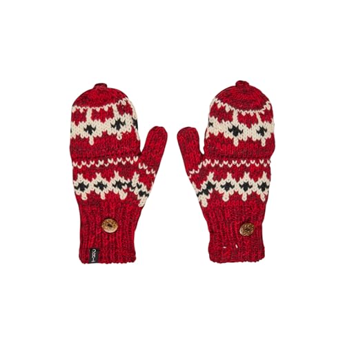 THC Klapphandschuhe 601 Norweger rot | Schafwolle | Strickhandschuhe | Schafwoll-Handschuhe | Woll-Handschuhe | Schafwollfäustlinge | Schafwollhandschuhe (rot, L) von THC Natural Line
