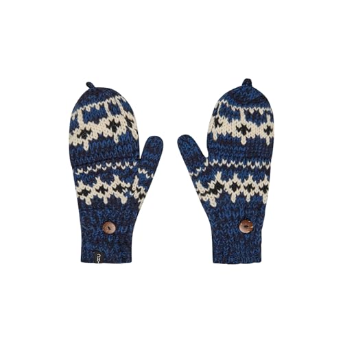 THC Klapphandschuhe 605 Norweger blau | Schafwolle | Strickhandschuhe | Schafwoll-Handschuhe | Woll-Handschuhe | Schafwollfäustlinge | Schafwollhandschuhe (blau, M) von THC Natural Line